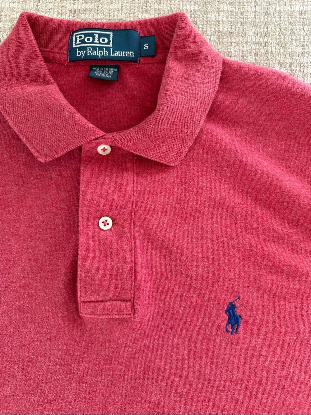 Ralph Lauren Men’s Heather Red Polo with Navy Pony S